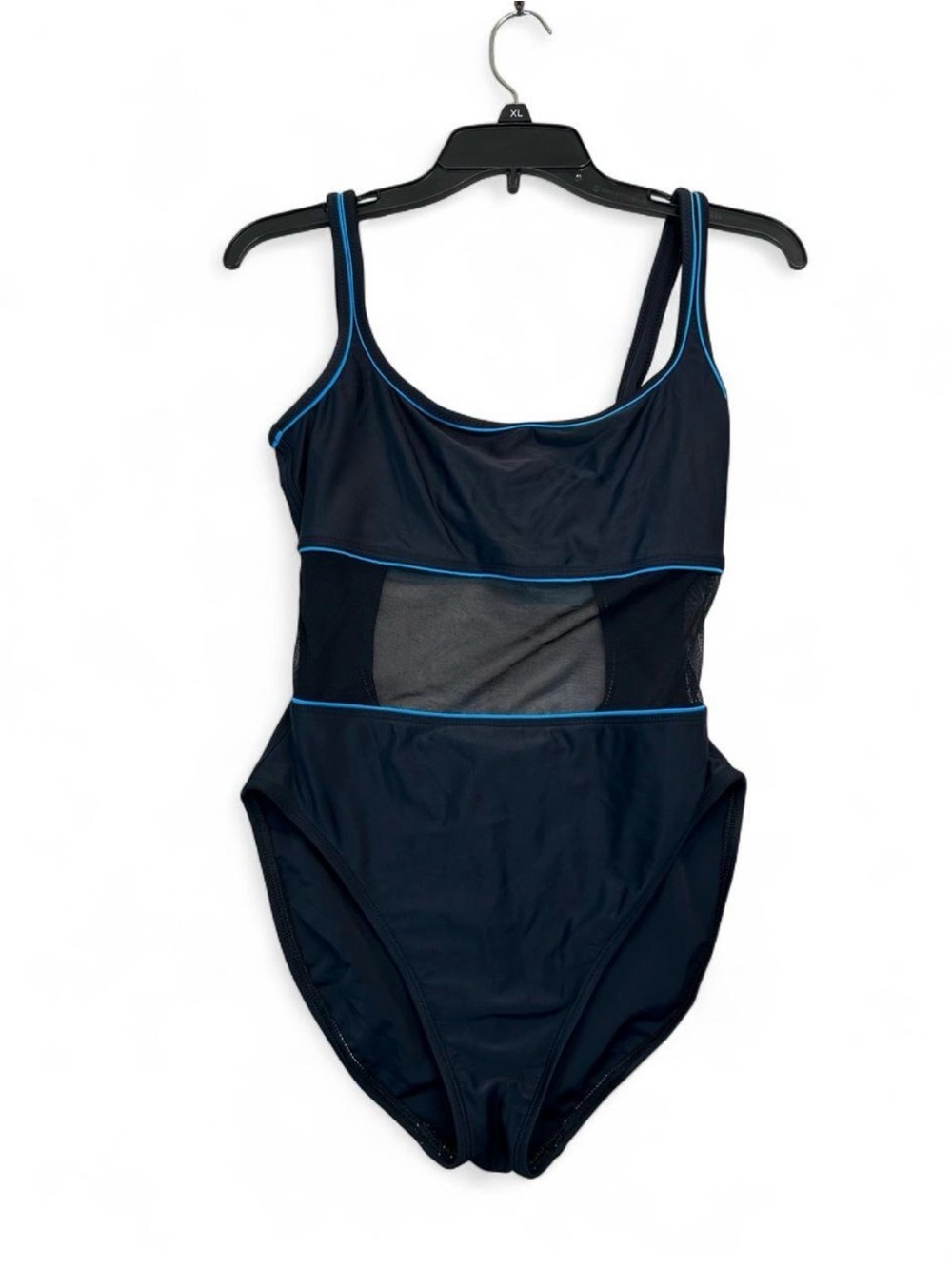 La blanca Navy One-Piece Swimsuit with Light Blue Piping